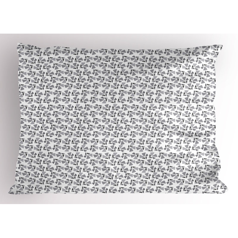 Ambesonne Geometric Pillow Sham 2 Pack Triangular Formations 36"x20" Dimgray Pale Grey
