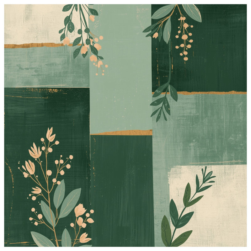 Green Botanical Abstract Comforter, King