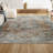 Heinfried Distressed Medallion Chenille Machine-Washable Terra/Blue Rug-1269093785