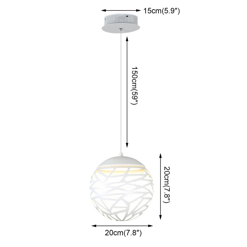 Dornisha 1 - Light LED Sphere Pendant, White