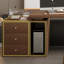 Bureau rectangulaire à 3 tiroirs en bois massif de couleur noyer clair-731926142