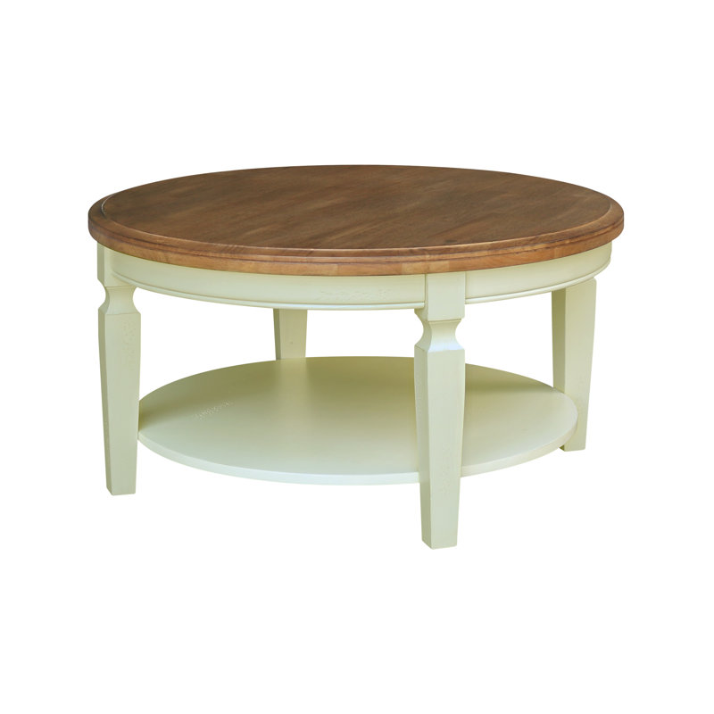Christos Solid Wood Single Coffee Table, Hickory/Shell White