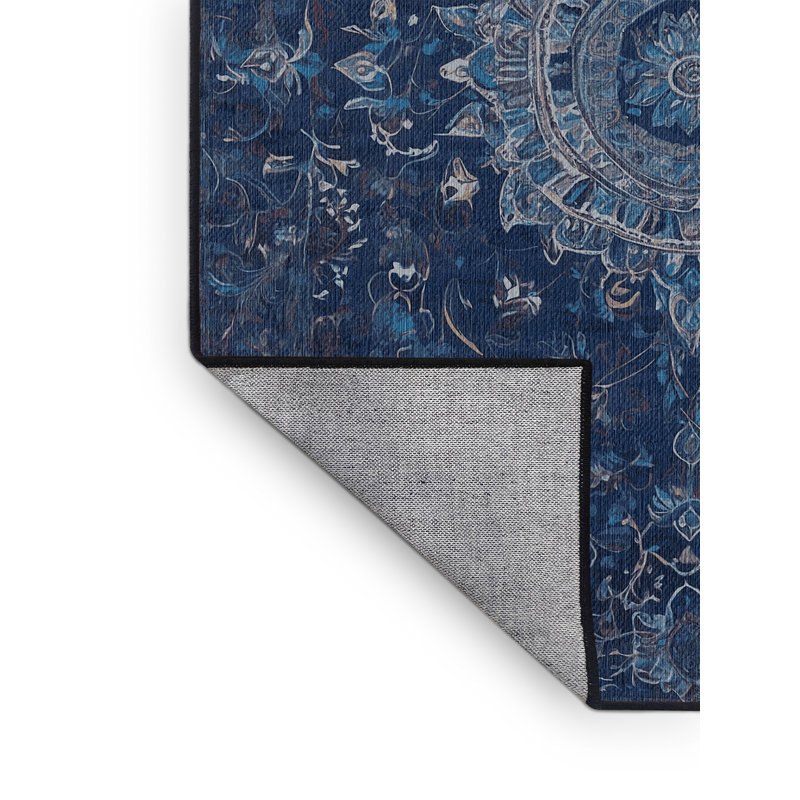Machine Washable Gray Area Rug, Square 6'
