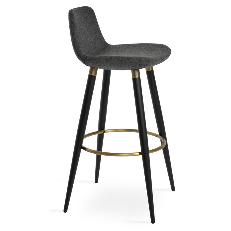 Pera Ana Counter & Bar Stool, Short Stool (23.2" Seat Height), Dark Gray, Black