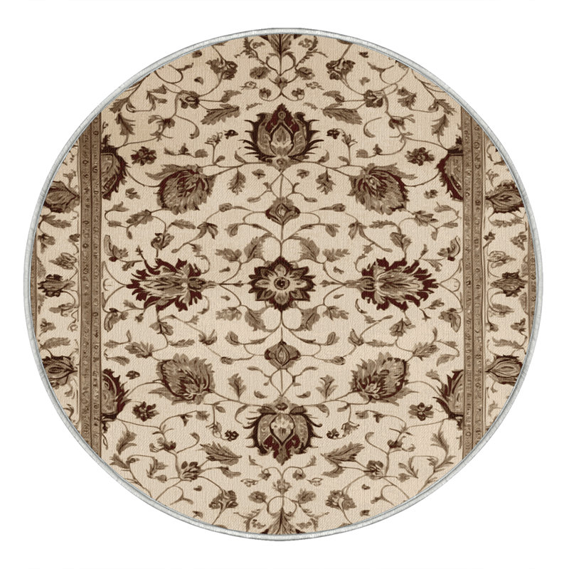 Machine Washable Persian Beige Area Rug, Round 7'