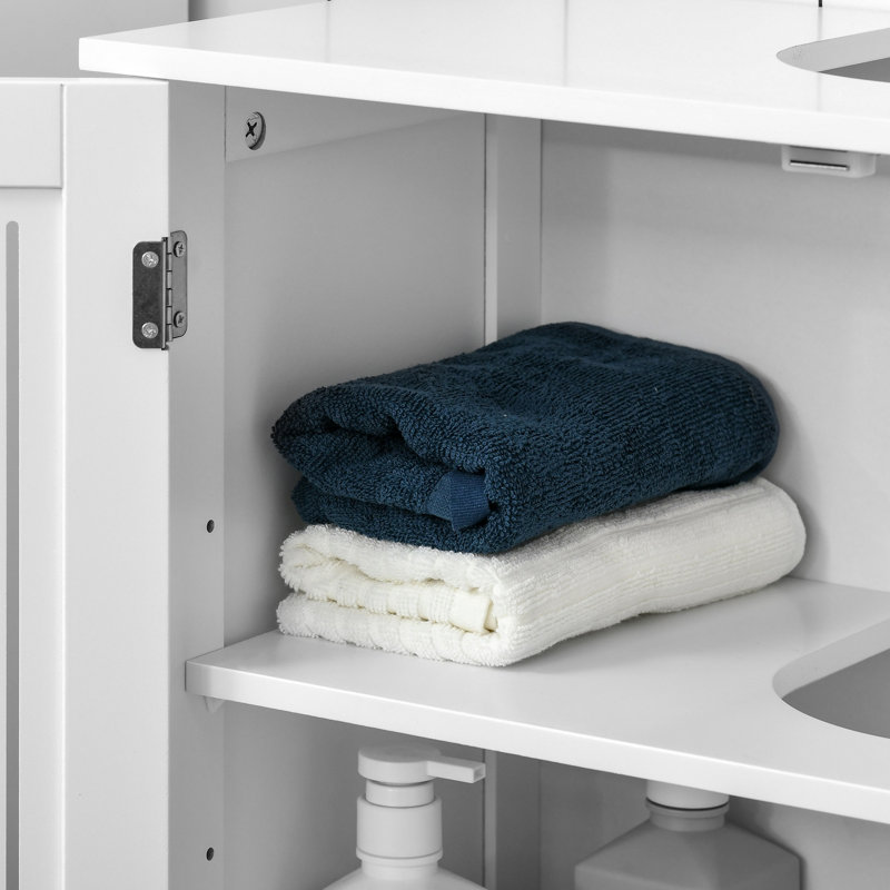 Armoire de salle de bain sous le lavabo - blanc avec 2 portes supplémentaires