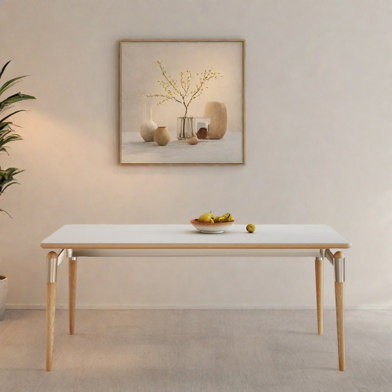 Table de salle à manger en acier inoxydable, H 29,52 po x l 62,99 po x P 31,49 po