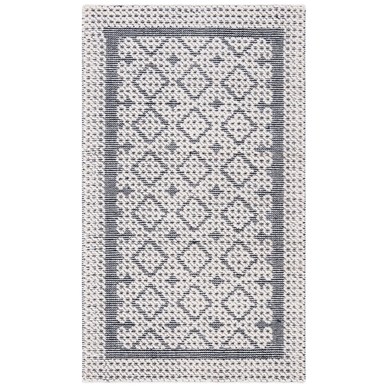 Segovia Natura Hand Woven Wool/Cotton Geometric Rug in Cream, Rectangle 3' x 5'