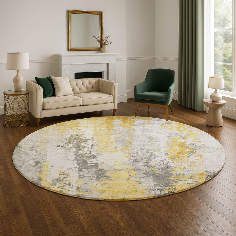 Premium Machine Washable Stallings AMF1848 Abstract Rug, Round 8'