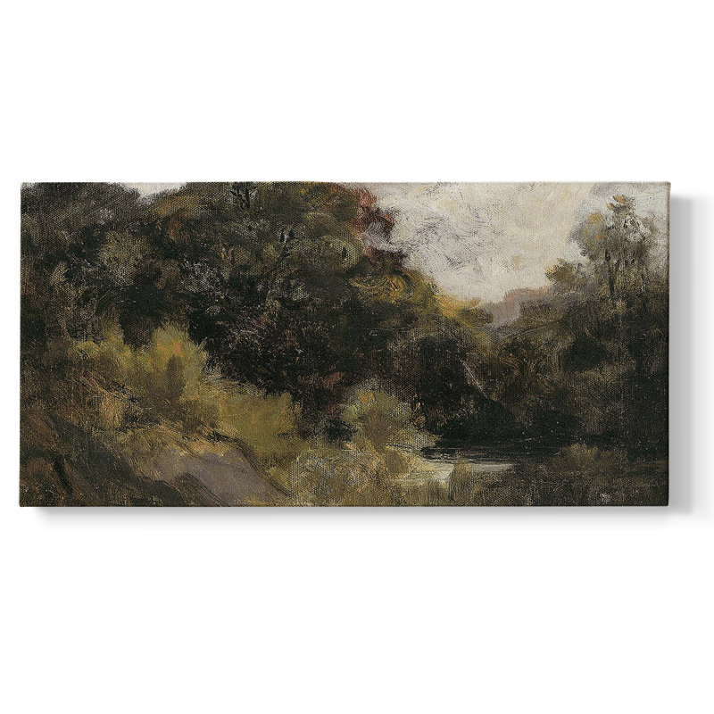 Paysage, série MCCLXXVII, toile tendue avec châssis, prête à être accrochée, H 21 po x l 41 po, Doré