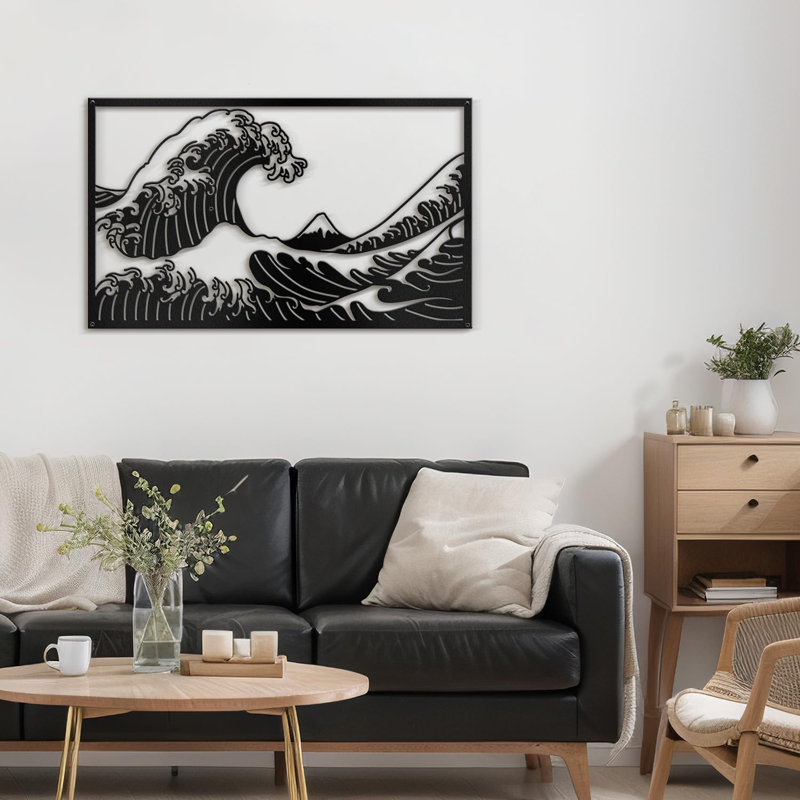 Décoration murale en métal, H 12 po x l 18 po x P 0,05 po, Noir