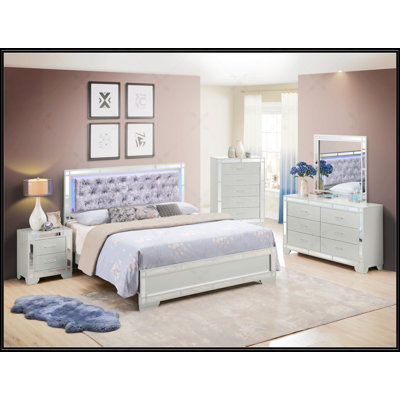 Elegant Silver Champagne Glam Bed