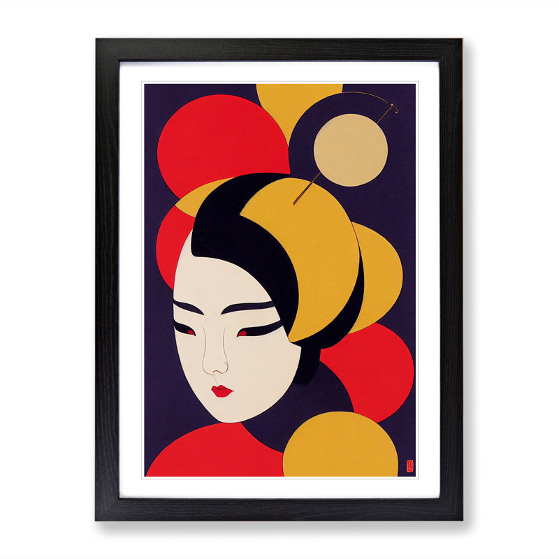 FRM-V0523-140X Asian Woman - Single Picture Frame Print, Black Framed, 64cm H x 46cm W x 2cm D