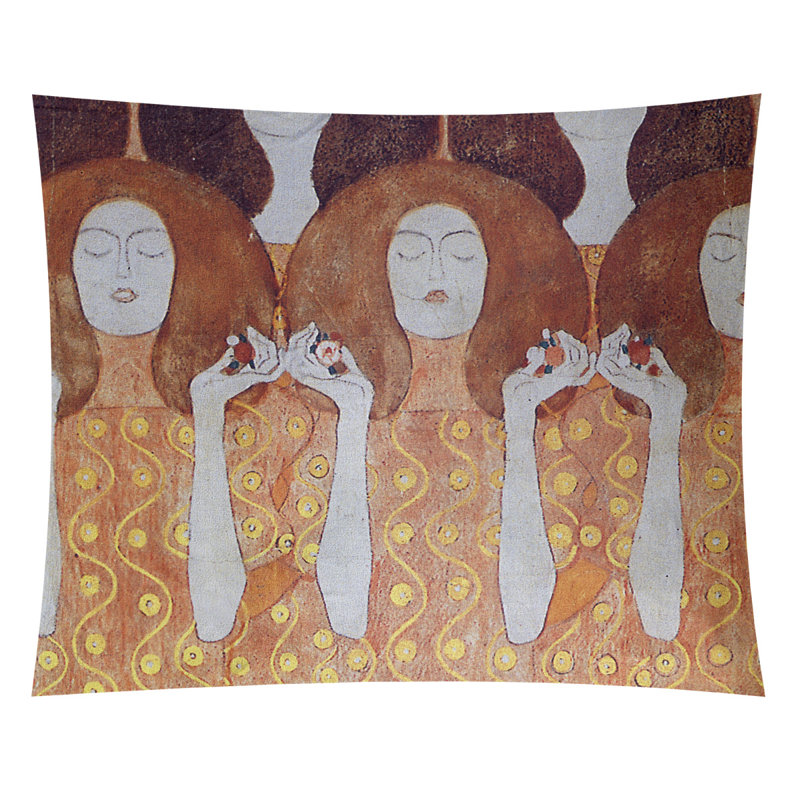 Tapisserie murale ange mariées, H 27,5 po x l 37,5 po, Brun / orange / ivoire