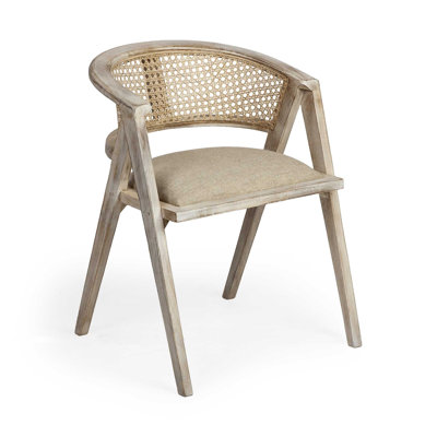  Chaise rembourrée en lin beige et gris avec dossier incurvé Hudson