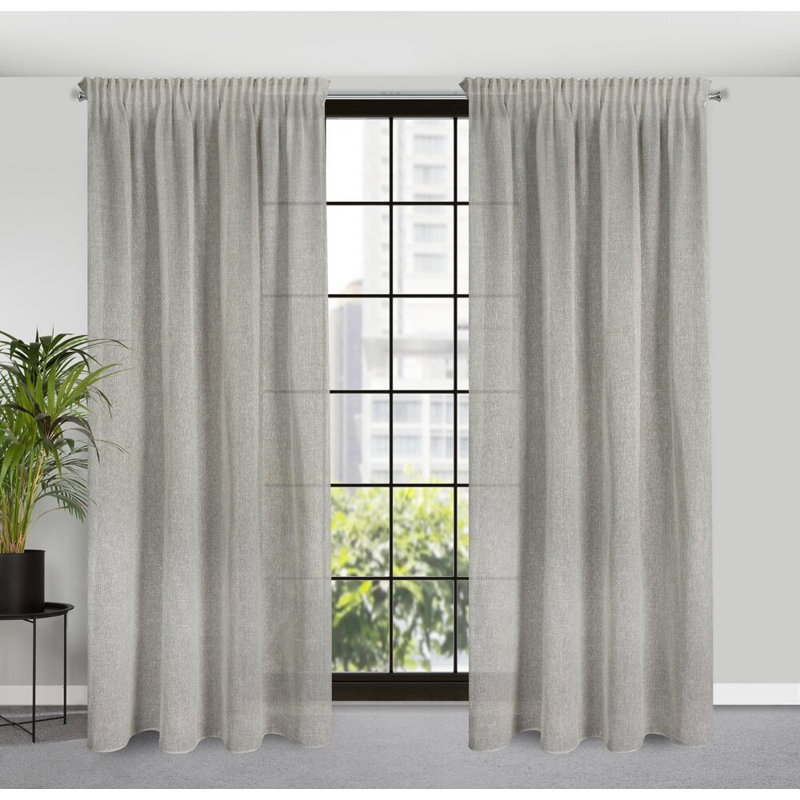 Lowndes Semi Sheer Curtain, Grey/Brown/Blue