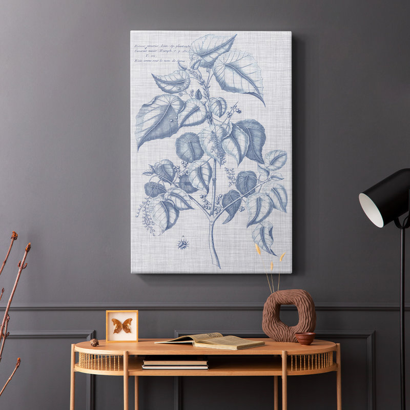 Bleu marine et lin botanique VI - Cavas enveloppés de galerie, H 12 po x l 8 po