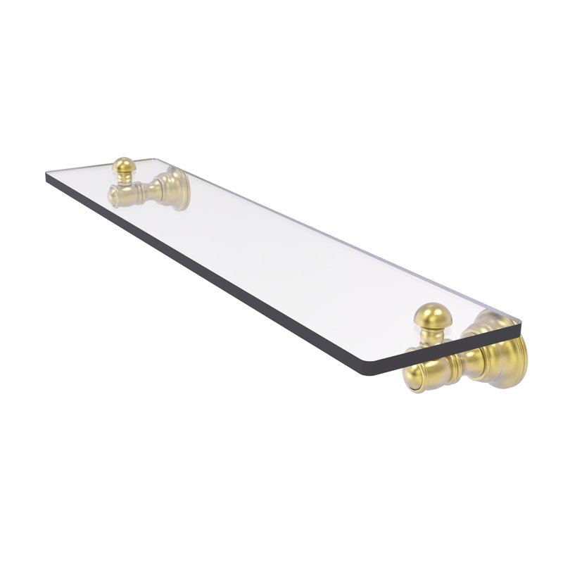 Freyja Glass Accent Shelf with Towel Bar, 2.4" H x 22" W x 5.54" D, Satin Brass