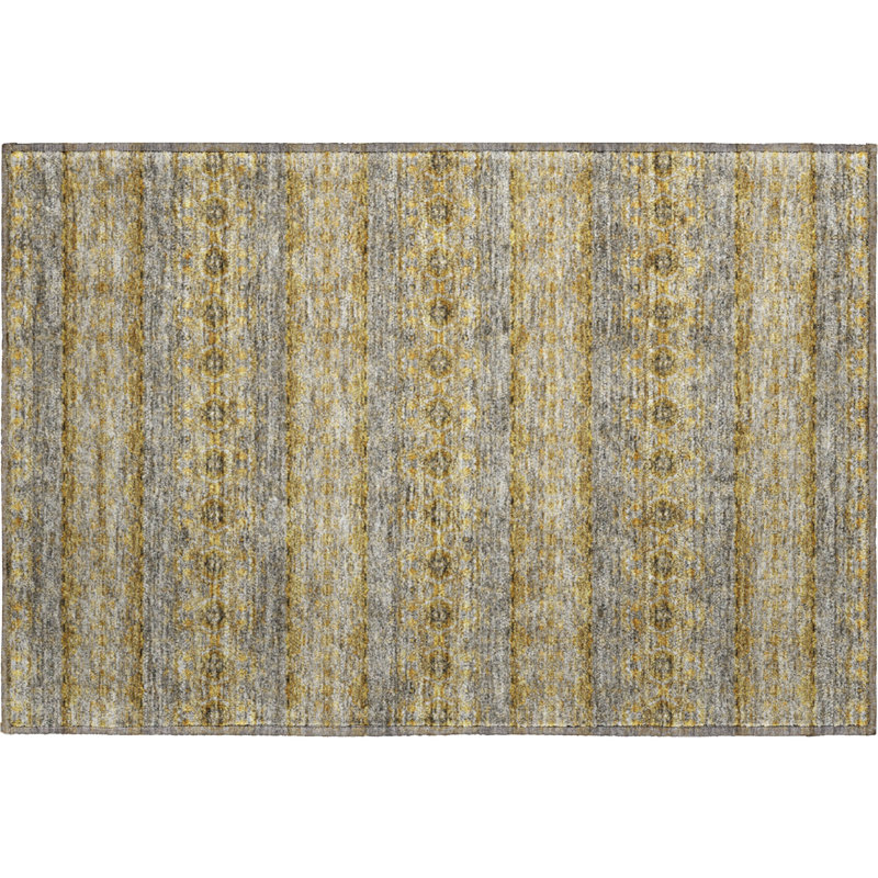 Premium Machine Washable Cerrito Gold Rug, Rectangle 1'8" x 2'6"