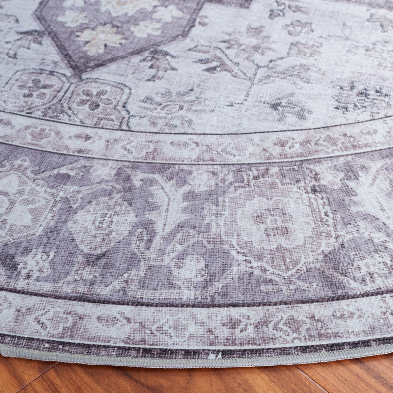 Maelina Performance Machine Washable Oriental Rug, Round 6'