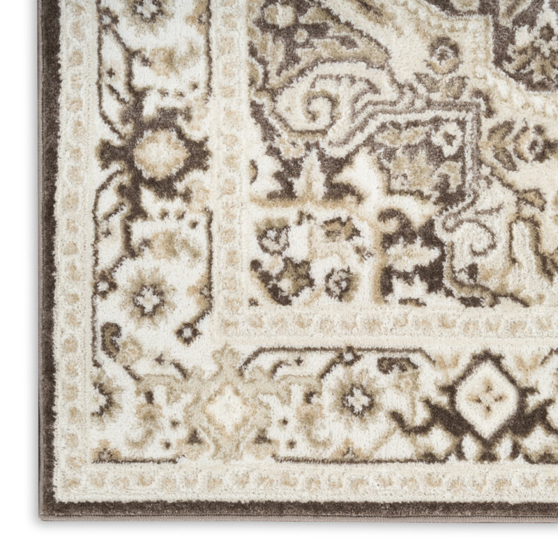 Tapis d'intérieur ivoire brun 4 pi x 6 pi Lafever, Rectangle 4pi x 6 pi