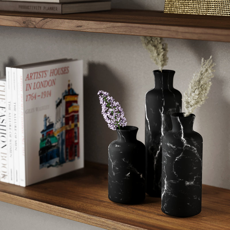 Vase de table en marbre, Noir mat