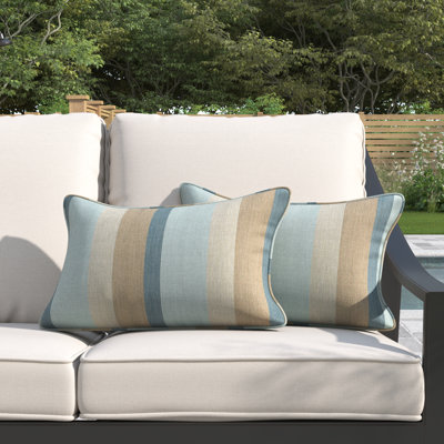 Striped Outdoor Reversible Throw Pillow