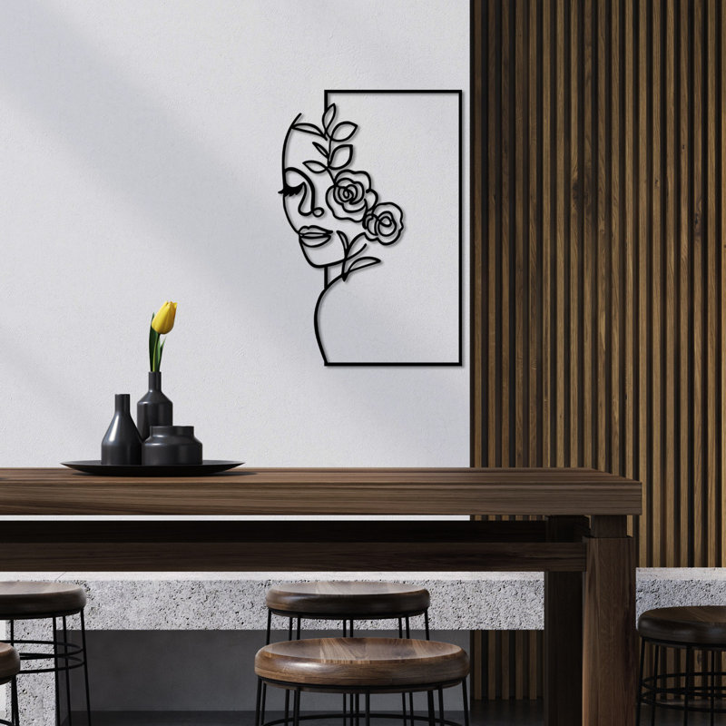 Decorative Metal Wall Accessory, Black, 27.6 x 18.1 inches | 100% Metal, Thickness: 0.06 inches | Easy Wall Hanging Design, Lightweight at 0.84 lbs | Perfect for Modern Home Decor & Stylish Interiors