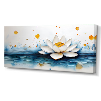 Reproduction d'art sur toile paisible, "Lotus blanc blanc dans un étang serein"