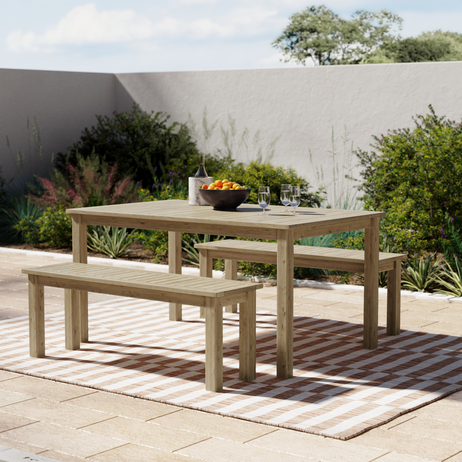 Bowery 59" Acacia Patio Dining Set, Teak