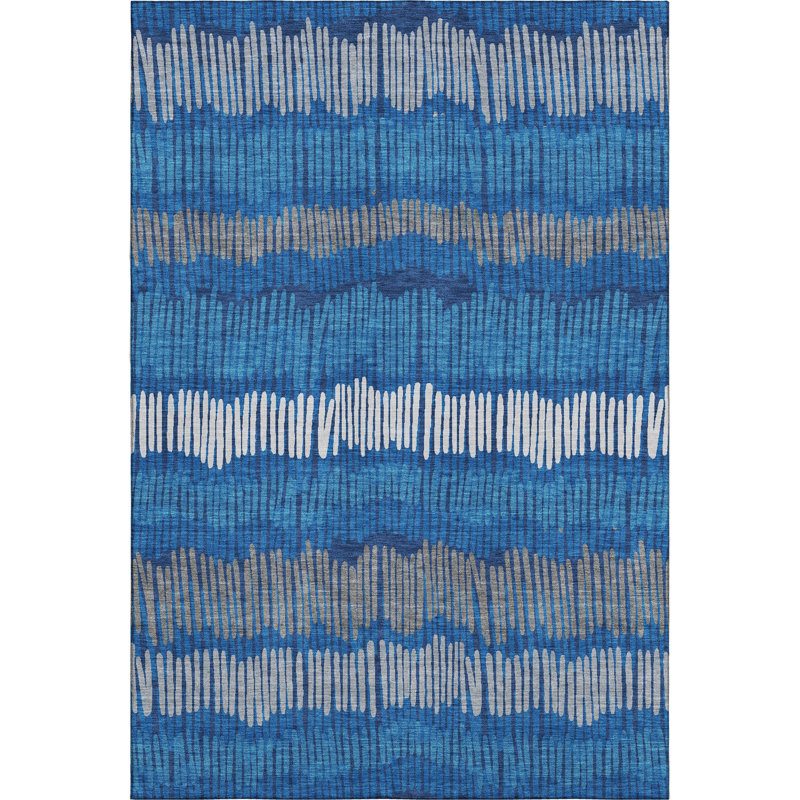 Premium Machine Washable Prisco Navy Rug, Rectangle 9' x 12'