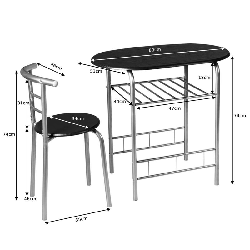 Glenhaven Dining Set, Black/Silver