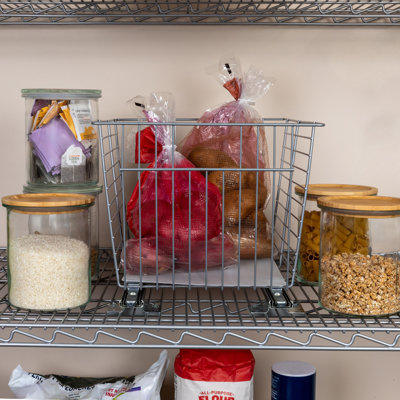 Organisateur de rangement coulissant / coulissant en acier avec doublure en plastique pour une utilisation sous l'armoire ou sur une tablette métallique