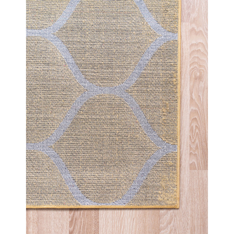 Tapis contemporain Tellaro de couleur blond, Tapis de couloir 2 pi x 10 pi