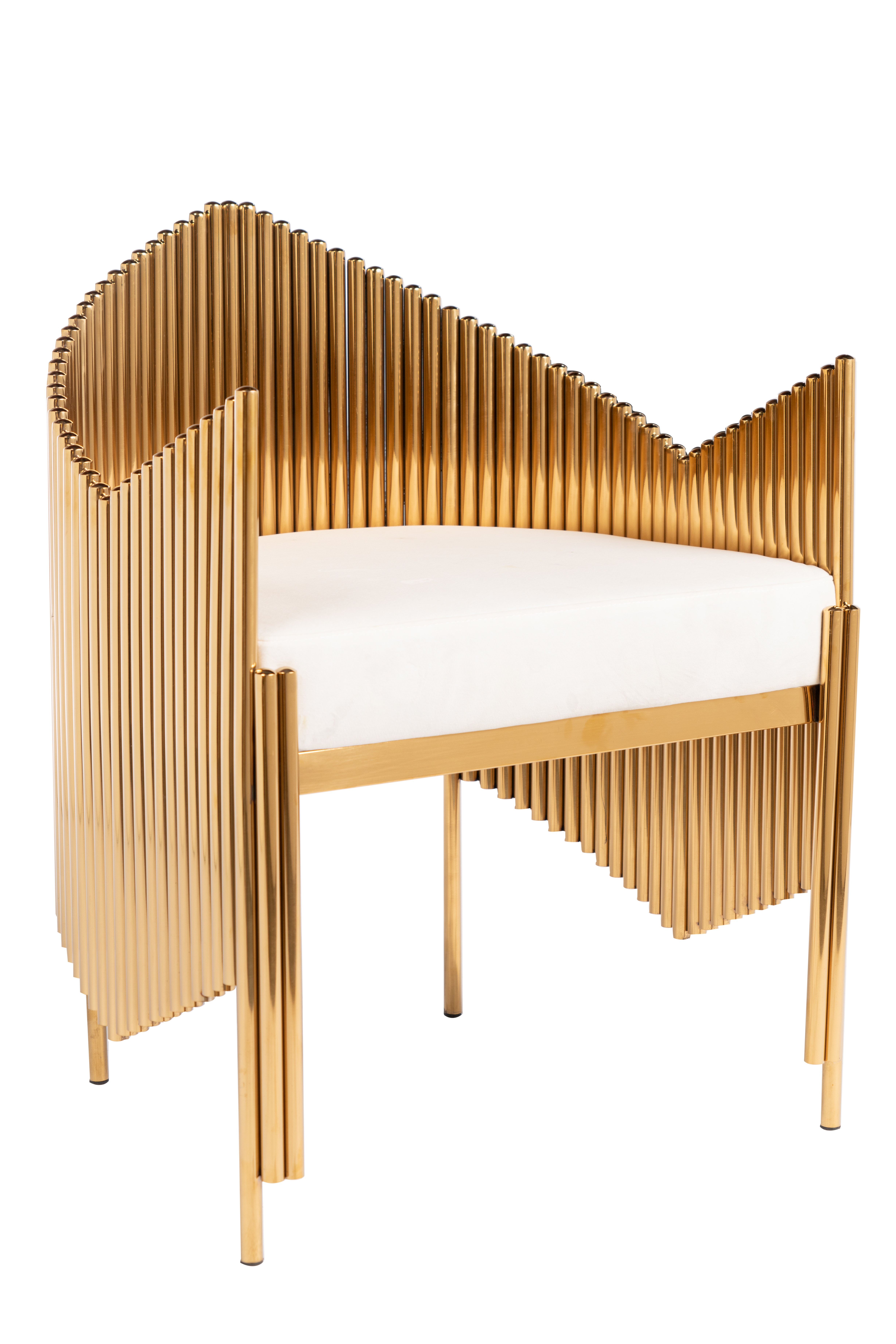 Everly Quinn Szeto Sculptural Metal Rod Accent Chair with Velvet ...