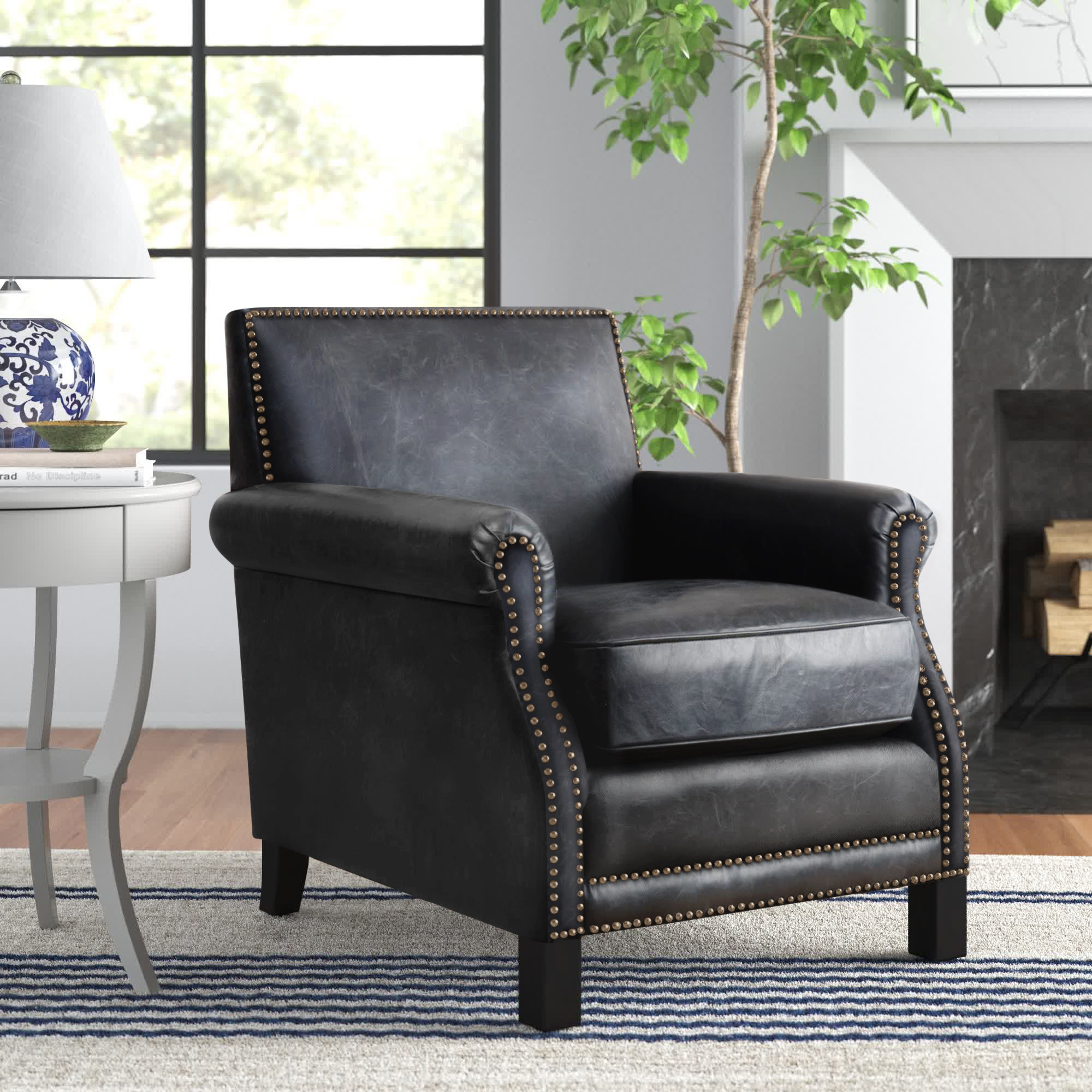 Gray leather deals lounge chair