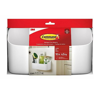 MaxHold Heavy-Duty Organizer: Damage-Free Hanging Caddy for Up to 10lbs - White