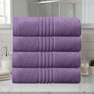 Ensemble de serviettes de salle de bain 100% coton 100% coton zéro torsion Robbs Home Weavers 500GSM, 16 po x 24 po (4) (4 serviettes à main), mauve