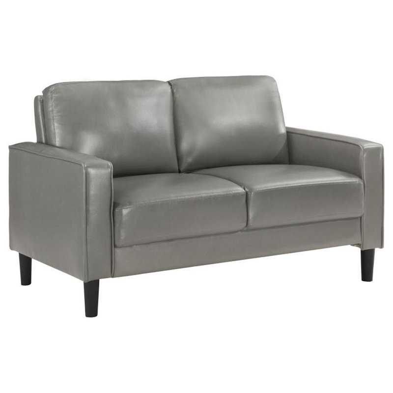 Loveseat, Gray Faux Leather