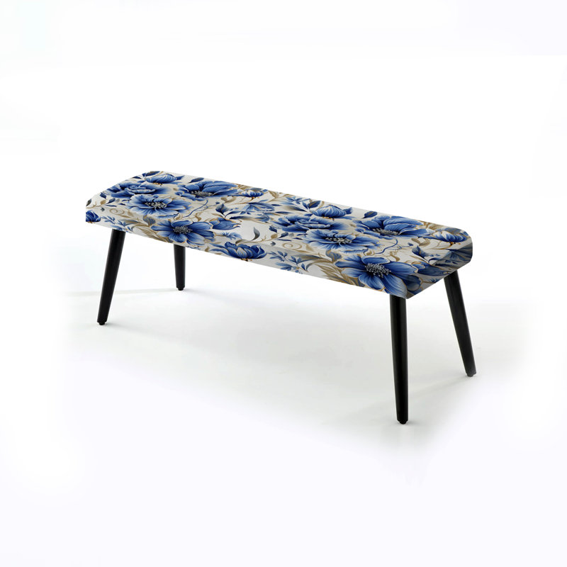 Banc victorien bleu cobalt Art Nouveau