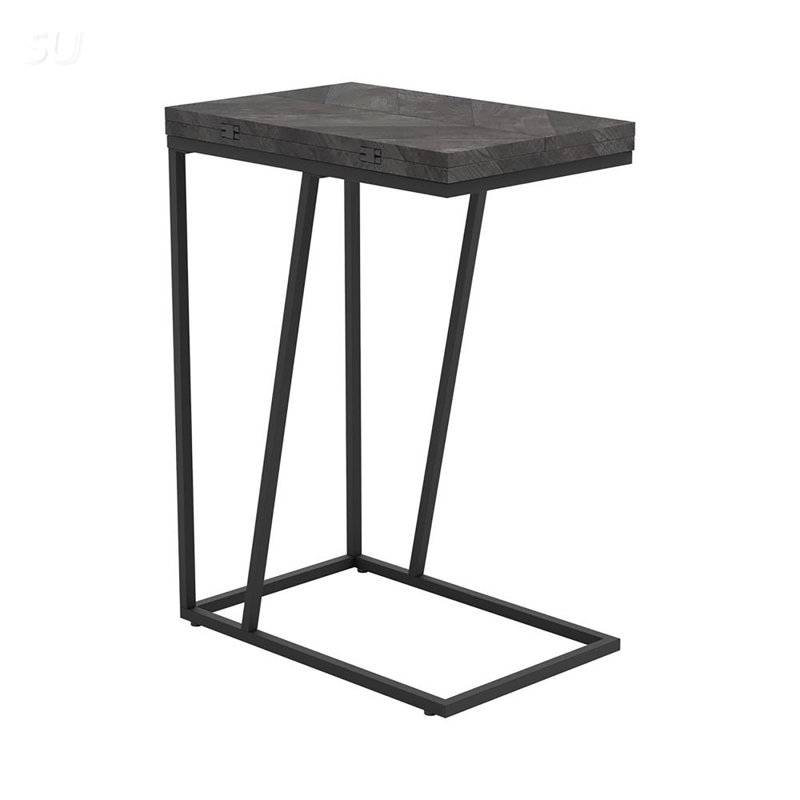 Table d'appoint rectangulaire rustique gris et noir sableux, alliant charme rétro et durabilité moderne pour une utilisation polyvalente