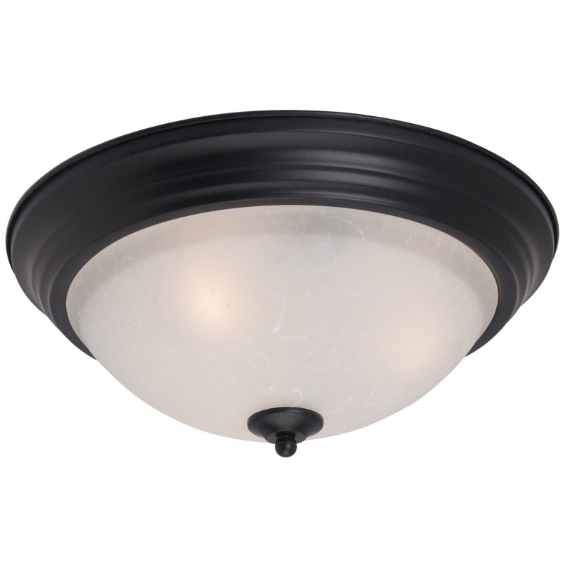 Atterbury Flush Mount, Marble/Textured White, 6" H x 14" W