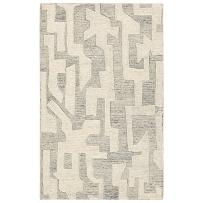 Gray Cream Hand-Tufted Abstract Rug
