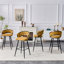 Set of 2 Yellow Chenille Bar Stools with Black Iron Legs, Modern Counter Height Stools for Home Bar