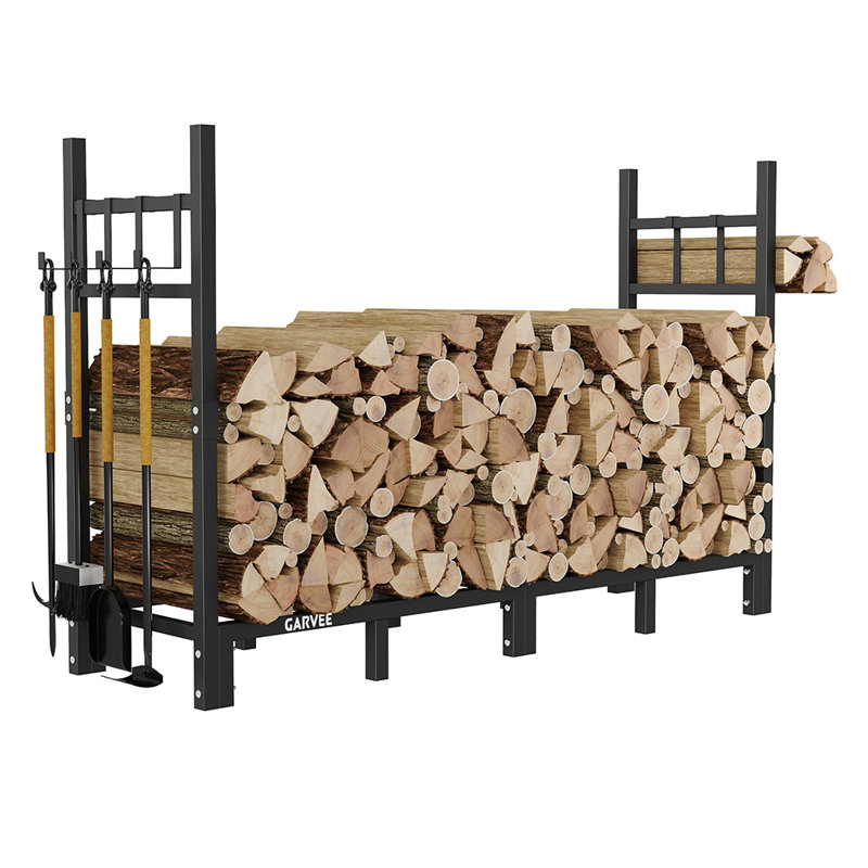 Râtelier à bûches de 1,2 m avec sac de transport, support à bûches en acier robuste pour le rangement du bois à l'intérieur et à l'extérieur