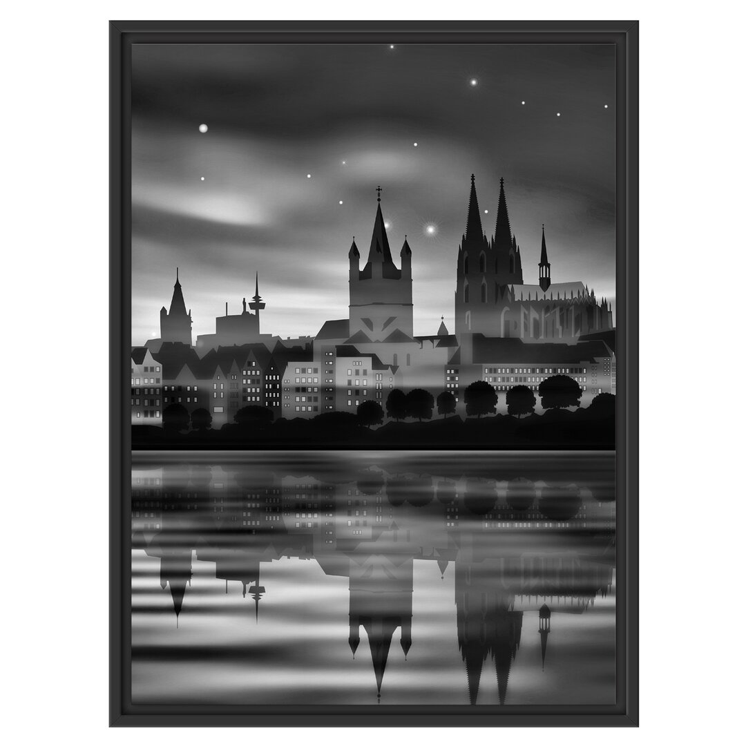 Gerahmtes Wandbild Polarlichter Skyline Köln