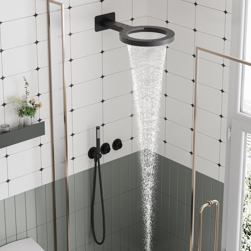 3 Function Complete Shower System with Hand Shower, Matte Black