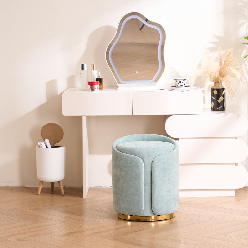 Juriana Metal Accent Stool Swivel Vanity Ottoman, Sage