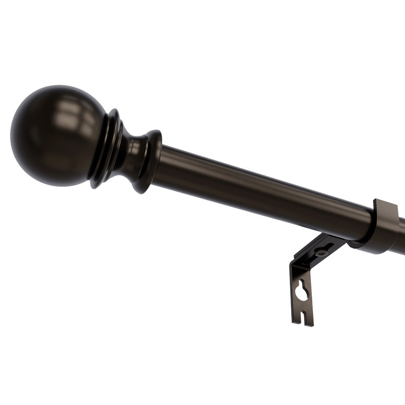 Tringle à rideaux ajustable robuste de 1 po avec embouts sphériques Danikah, 168" - 240", Bronze Antique