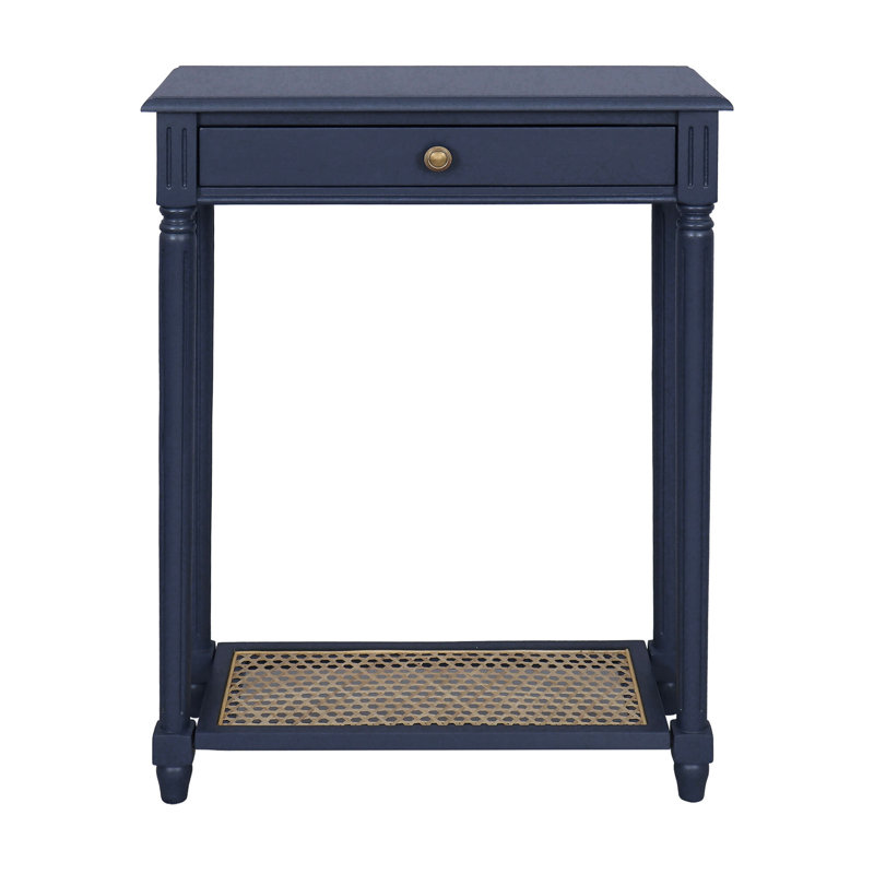 Carterlee Console Table w/ Drawer and Cane Shelf, Navy